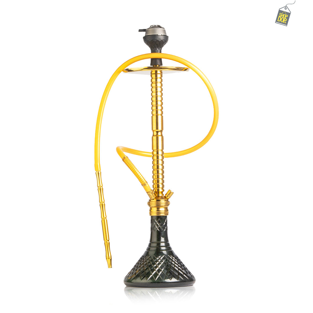 Sultan Heygan Hookah with 2 Bags - Black Base / Gold Stem