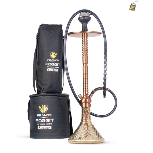 Sultan Heygan Hookah with 2 Bags - Grey Base / Bronze Stem