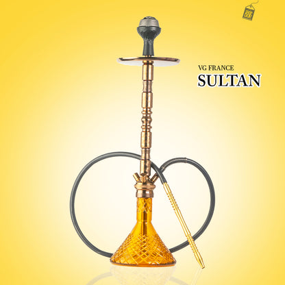 Sultan Hookah with 2 Bags - Amber Base / Bronze Stem