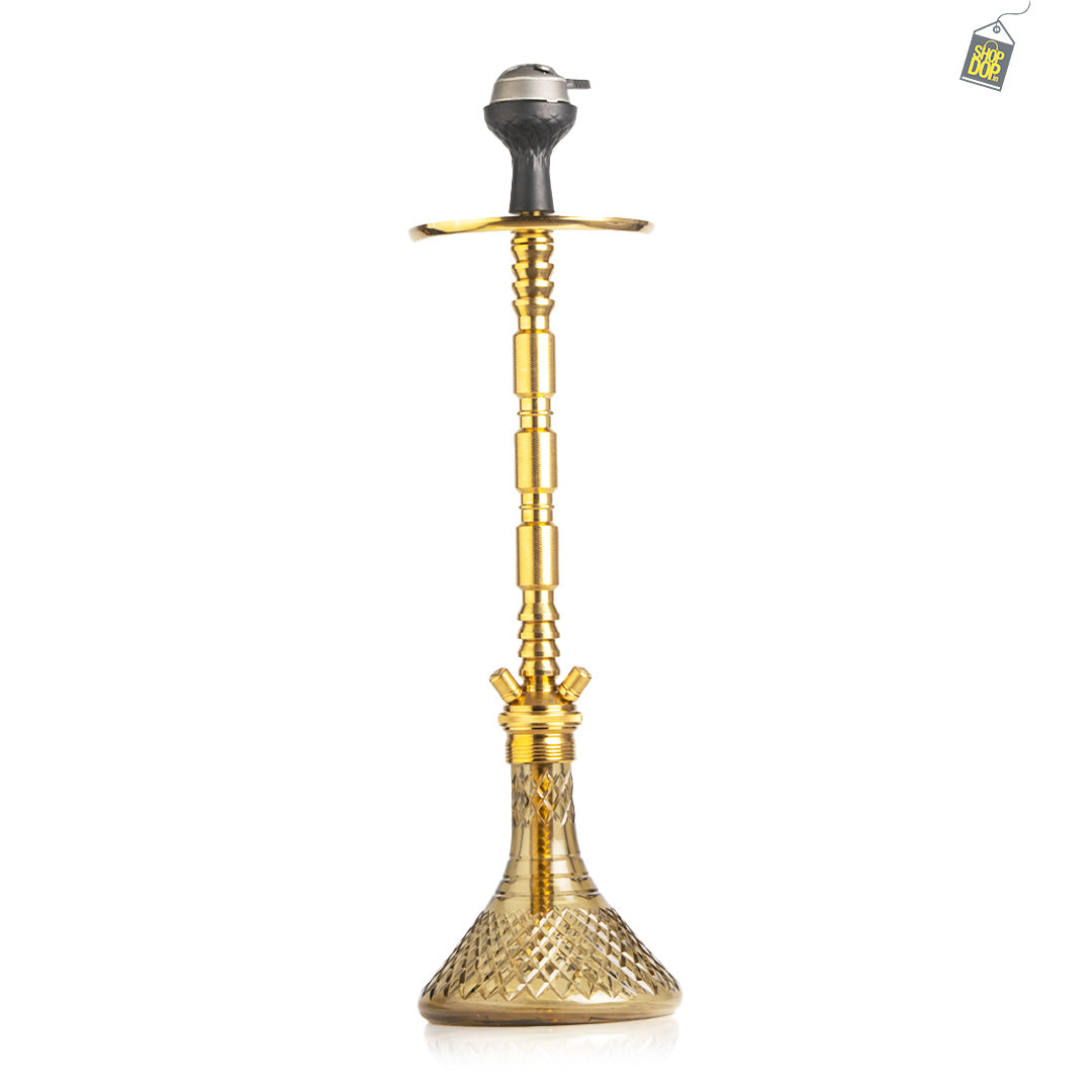 Sultan Evans Hookah with 2 Bags - Grey Base / Gold Stem