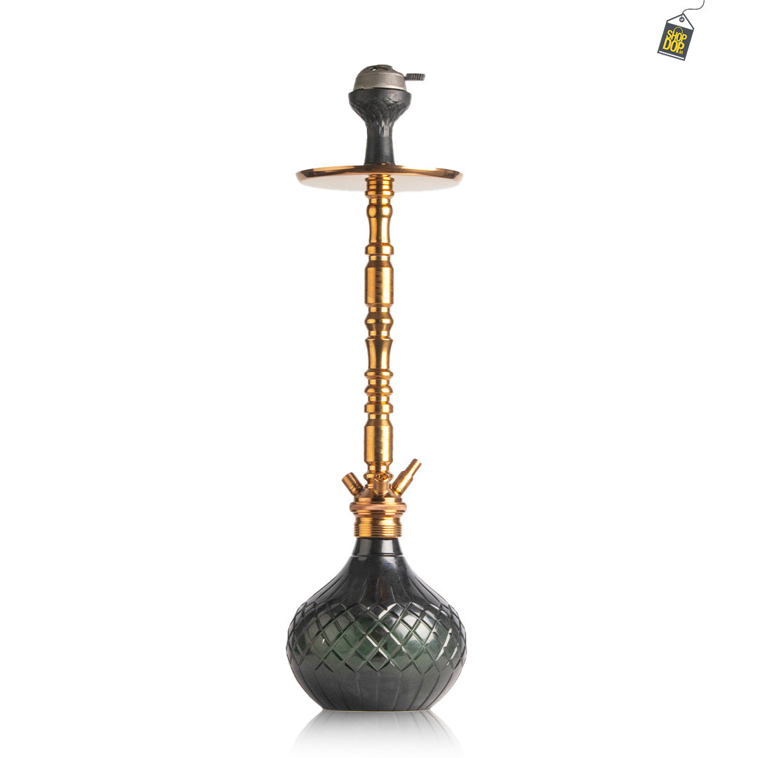 Sultan Igor Hookah with 2 Bags - Black Round Base / Bronze Stem