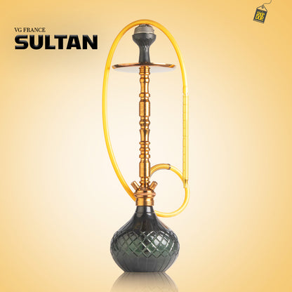 Sultan Igor Hookah with 2 Bags - Black Round Base / Bronze Stem