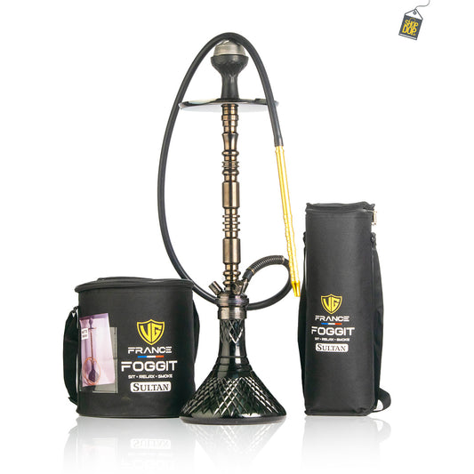Sultan Evans Hookah with 2 Bags - Black Base / Black Stem