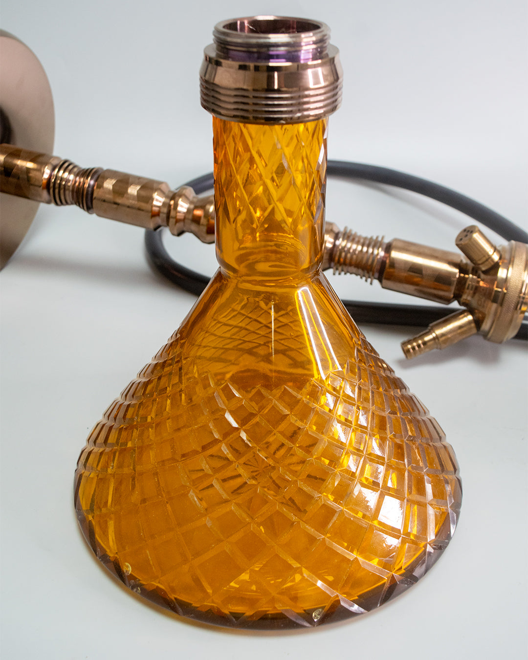 Sultan Hookah with 2 Bags - Amber Base / Bronze Stem