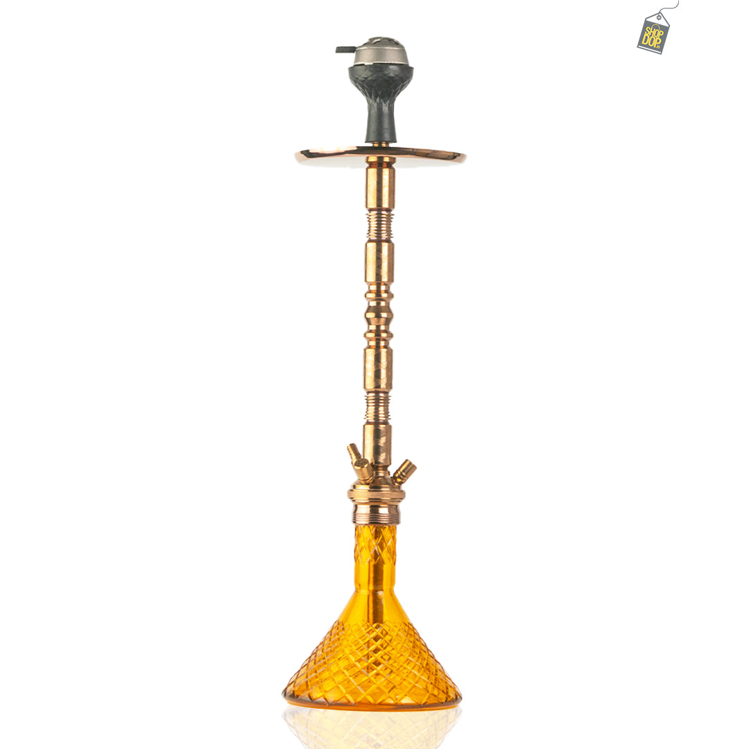 Sultan Hookah with 2 Bags - Amber Base / Bronze Stem