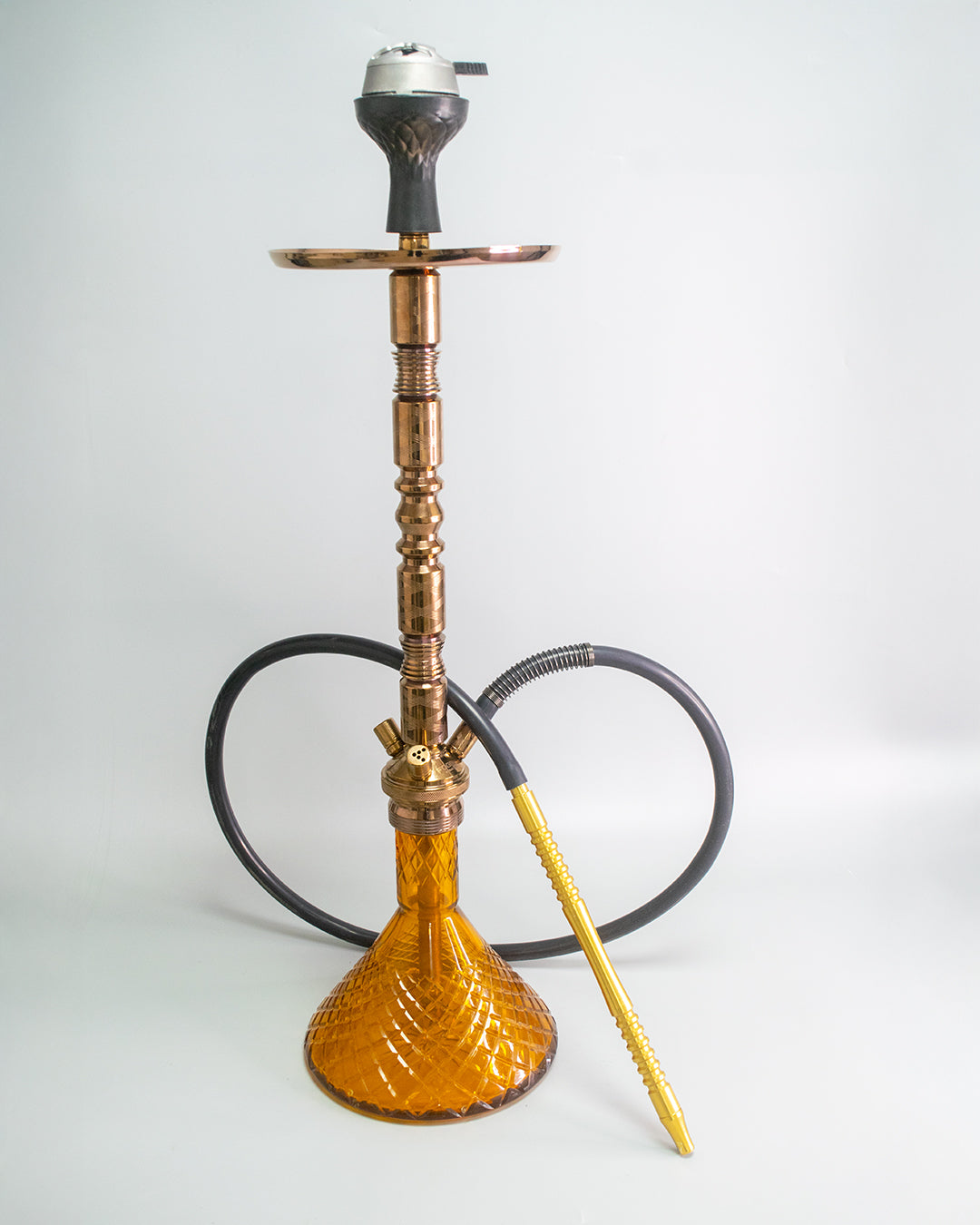 Sultan Hookah with 2 Bags - Amber Base / Bronze Stem