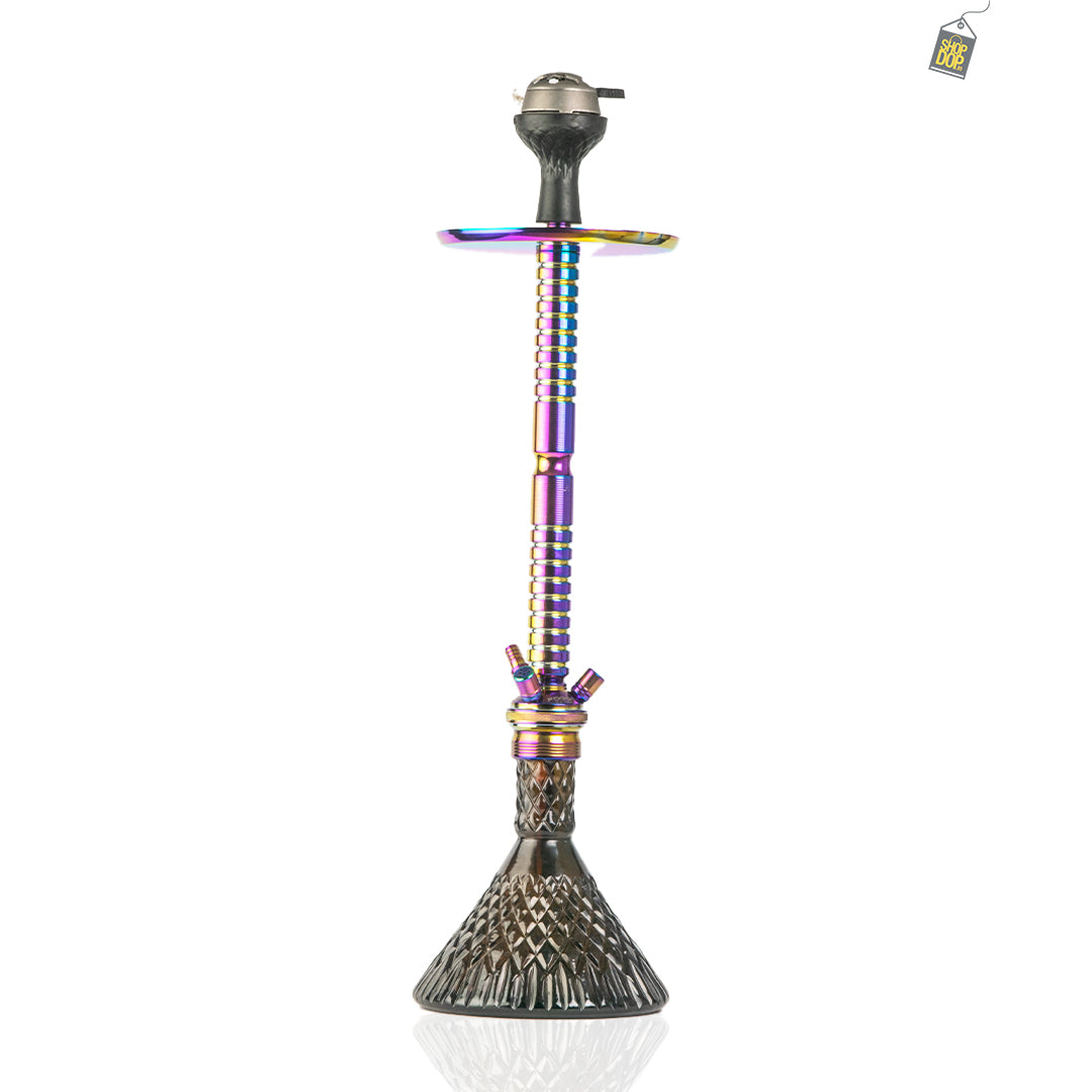 Sultan Hookah with 2 Bags - Black Base / Rainbow Stem