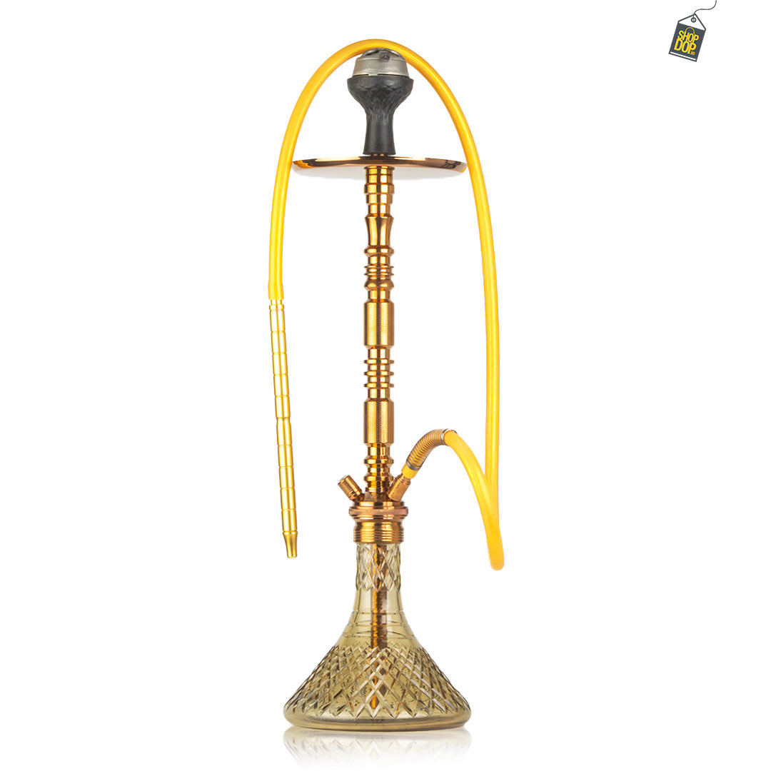 Sultan Orchan Hookah with 2 Bags - Grey Base / Bronze Stem