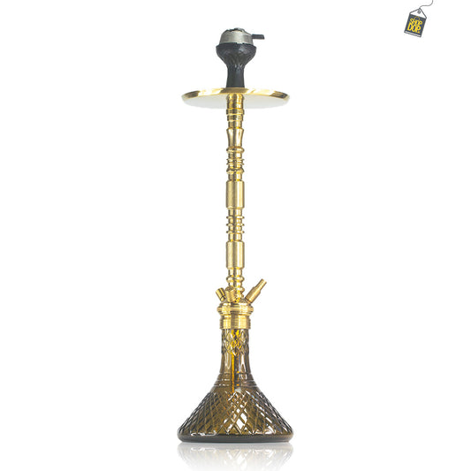 Sultan Orchan Hookah with 2 Bags - Brown Base / Golden Stem