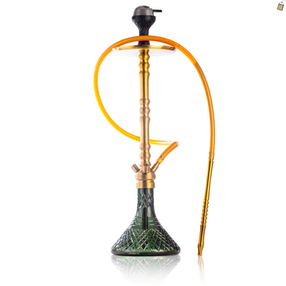 Sultan Arthur Hookah with 2 Bags - Gold Stem / Emerald Green Base