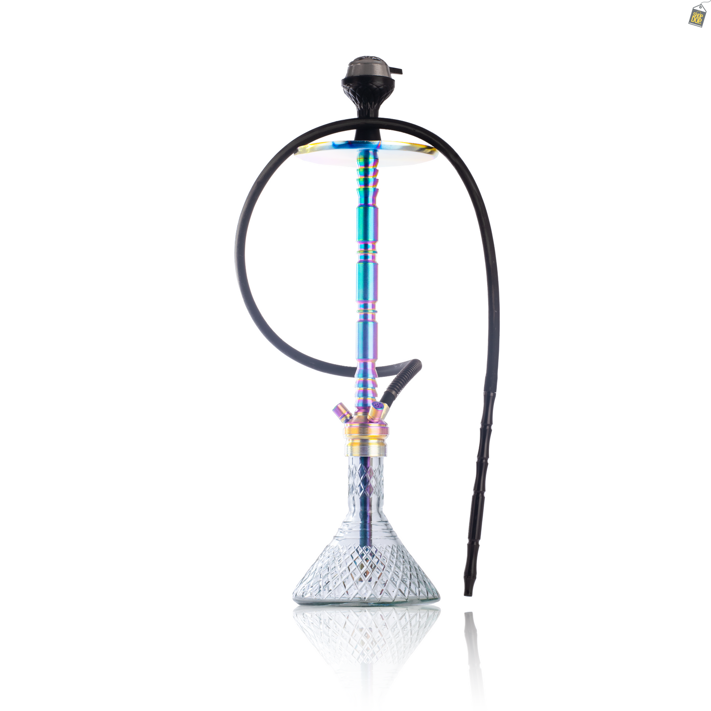 Sultan Evans Hookah with 2 Bags - Rainbow Stem / Transparent Base