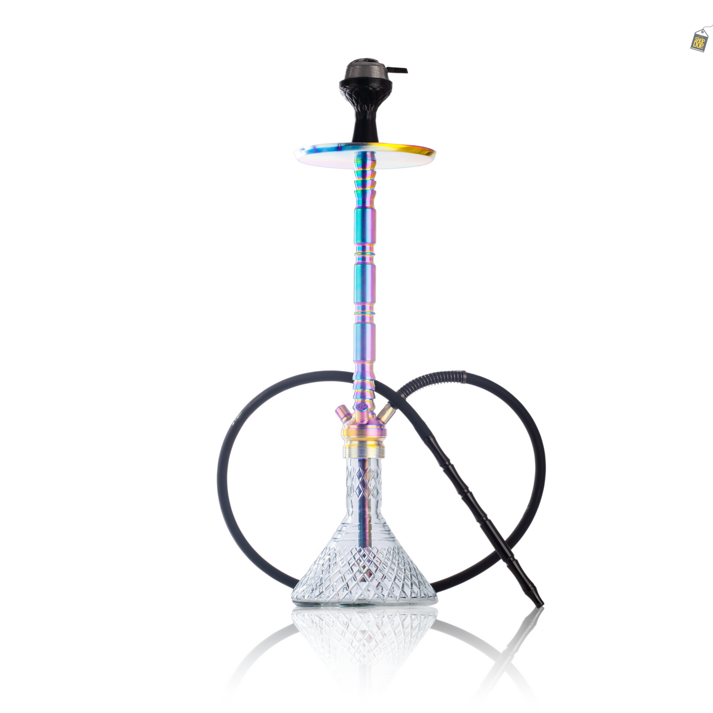 Sultan Evans Hookah with 2 Bags - Rainbow Stem / Transparent Base