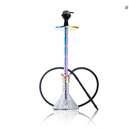 Sultan Evans Hookah with 2 Bags - Rainbow Stem / Transparent Base