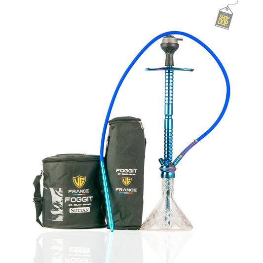 Sultan Hookah with 2 Bags - Transparent Base / Blue Stem