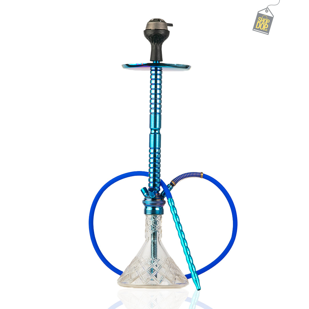 Sultan Hookah with 2 Bags - Transparent Base / Blue Stem