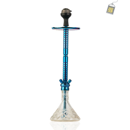 Sultan Hookah with 2 Bags - Transparent Base / Blue Stem