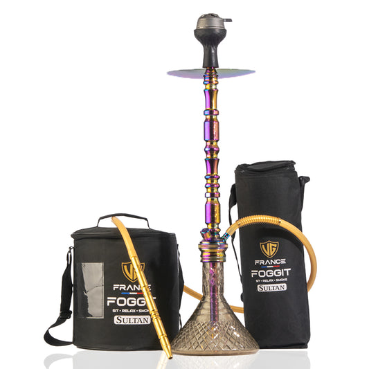 Sultan Hookah with Bags - Grey Base / Rainbow Stem