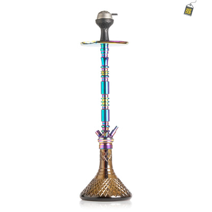 Sultan Orchan Hookah with 2 Bags - Brown Base / Rainbow Stem