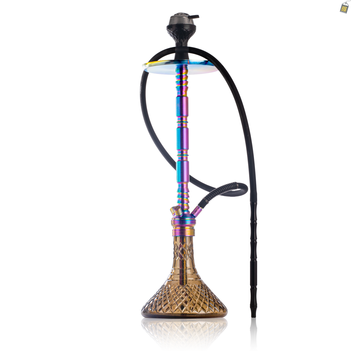 Sultan Evans Hookah with 2 Bags - Rainbow Stem / Brown Base