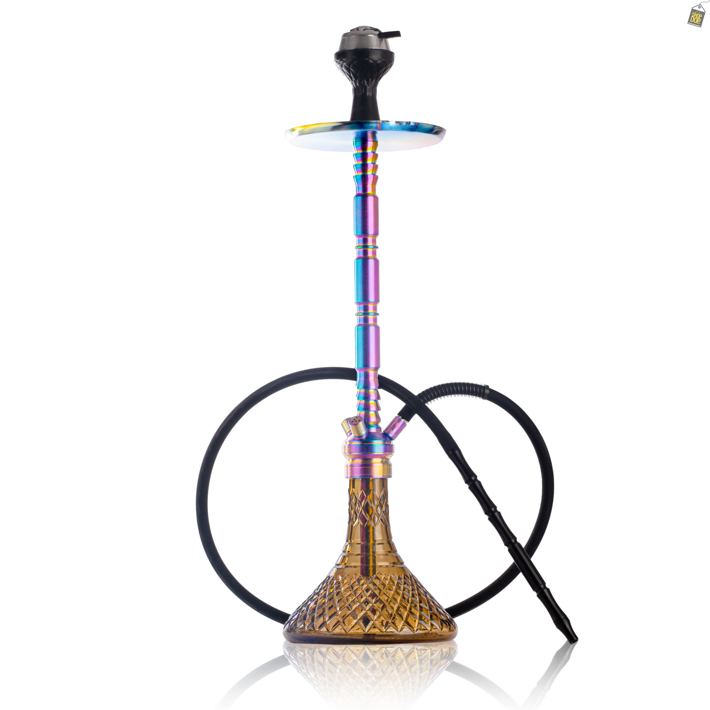 Sultan Evans Hookah with 2 Bags - Rainbow Stem / Brown Base