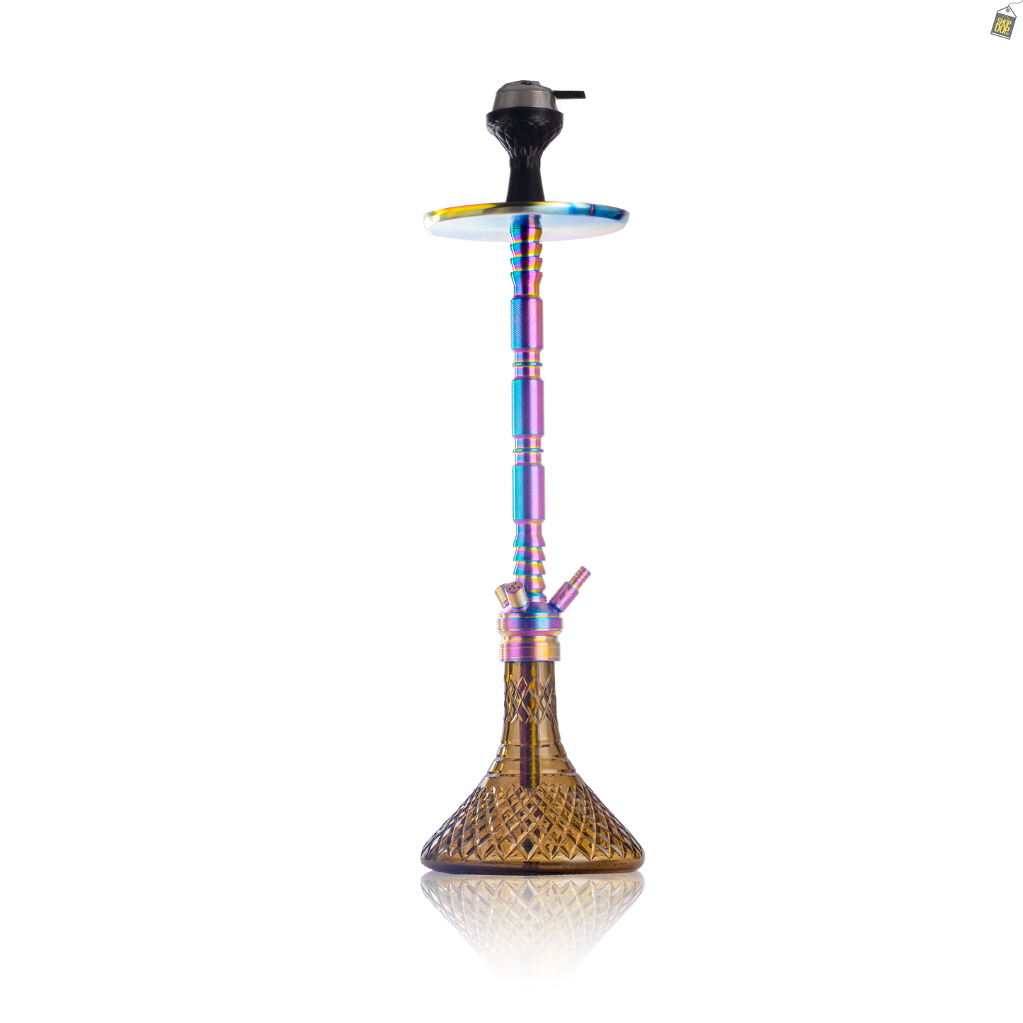 Sultan Evans Hookah with 2 Bags - Rainbow Stem / Brown Base