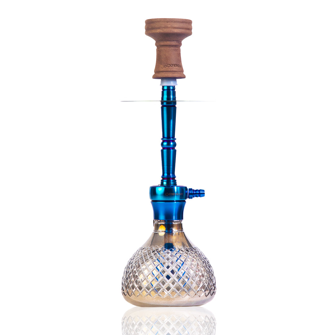 Cocoyaya Sumera Hookah (Conquer Series) - Blue (Cut Glass Base)