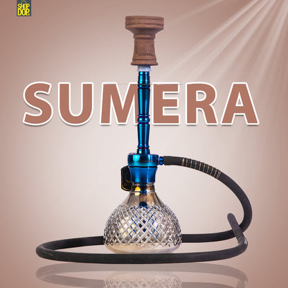 Cocoyaya Sumera Hookah (Conquer Series) - Blue (Cut Glass Base)