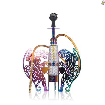 VG France Tiger Throne Hookah with 3 Bags (LED & Remote) - Rainbow