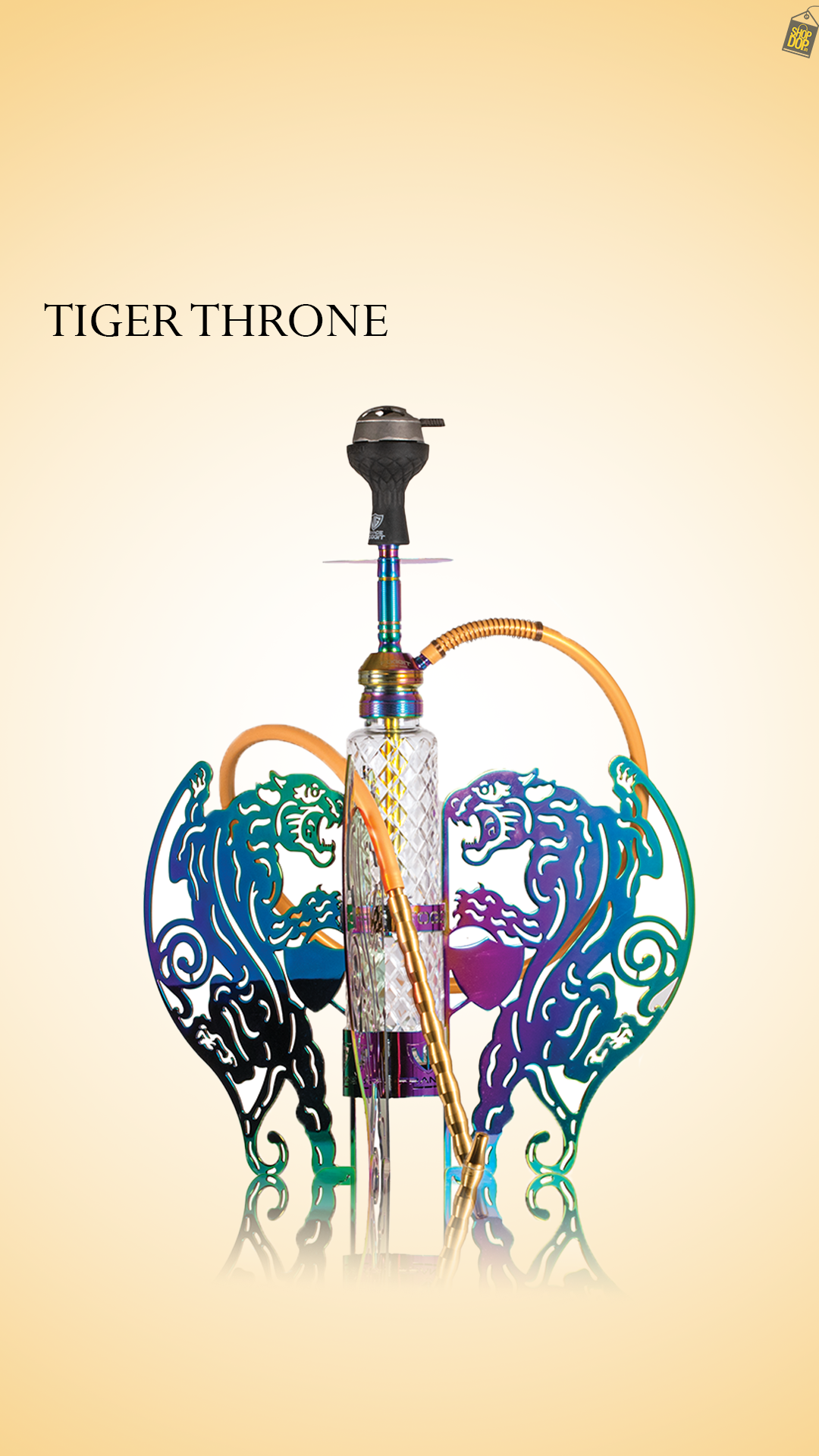 VG France Tiger Throne Hookah with 3 Bags (LED & Remote) - Rainbow