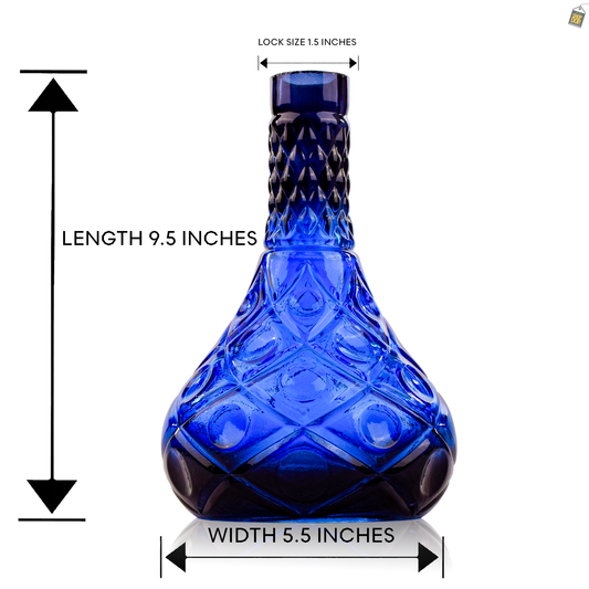 Tomb Cut Glass Hookah Replacement Base - Blue (Lock)