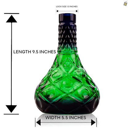 Tomb Cut Glass Hookah Replacement Base - Green (Lock)
