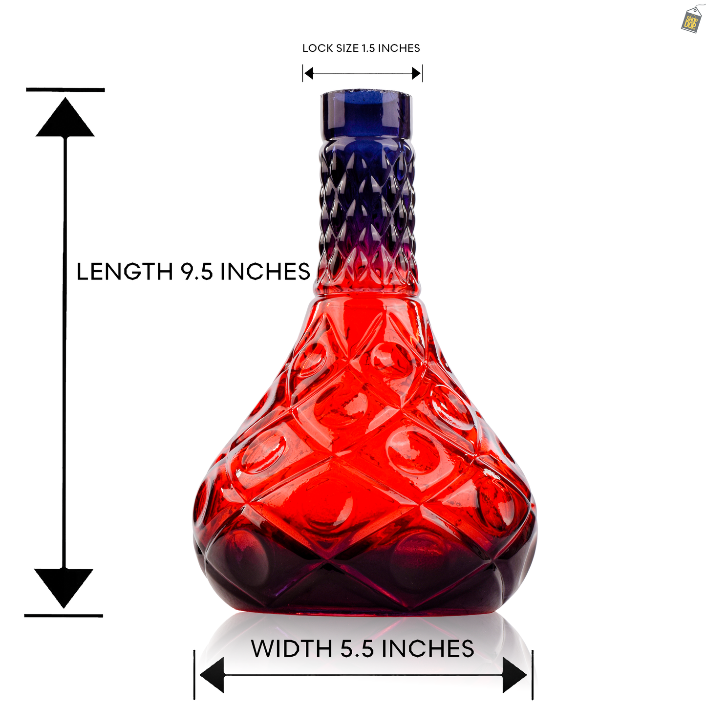 Tomb Cut Glass Hookah Replacement Base - Red (Lock)