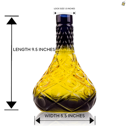 Tomb Cut Glass Hookah Replacement Base - Yellow (Lock)