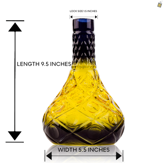 Tomb Cut Glass Hookah Replacement Base - Yellow (Lock)