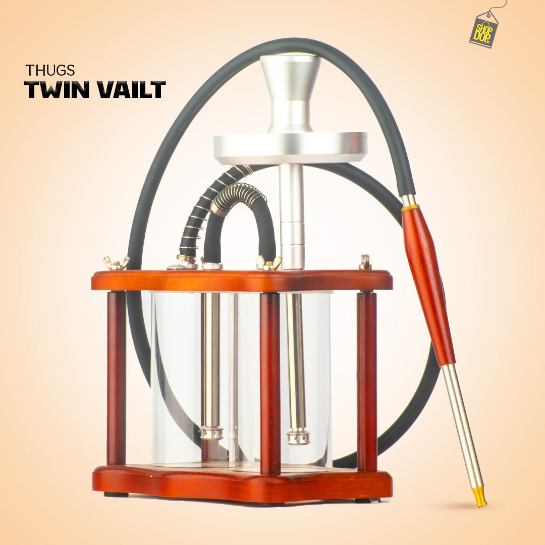 Twin Vault Wooden Hookah - Double Acrylic Base