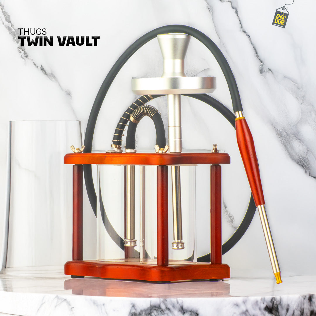 Twin Vault Wooden Hookah - Double Acrylic Base