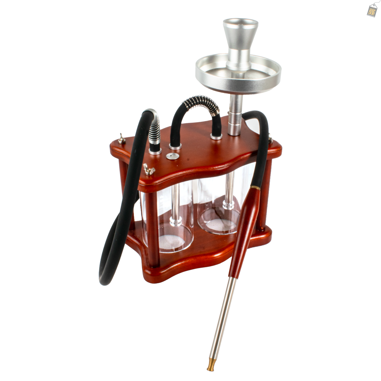 Twin Vault Wooden Hookah - Double Acrylic Base