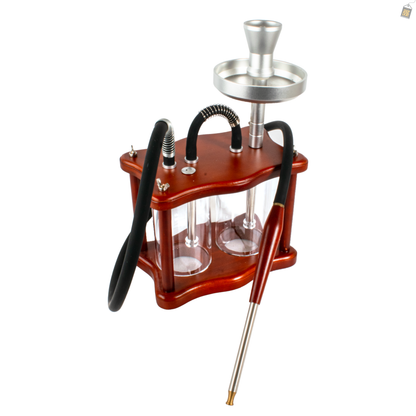 Twin Vault Wooden Hookah - Double Acrylic Base