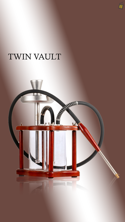 Twin Vault Wooden Hookah - Double Acrylic Base
