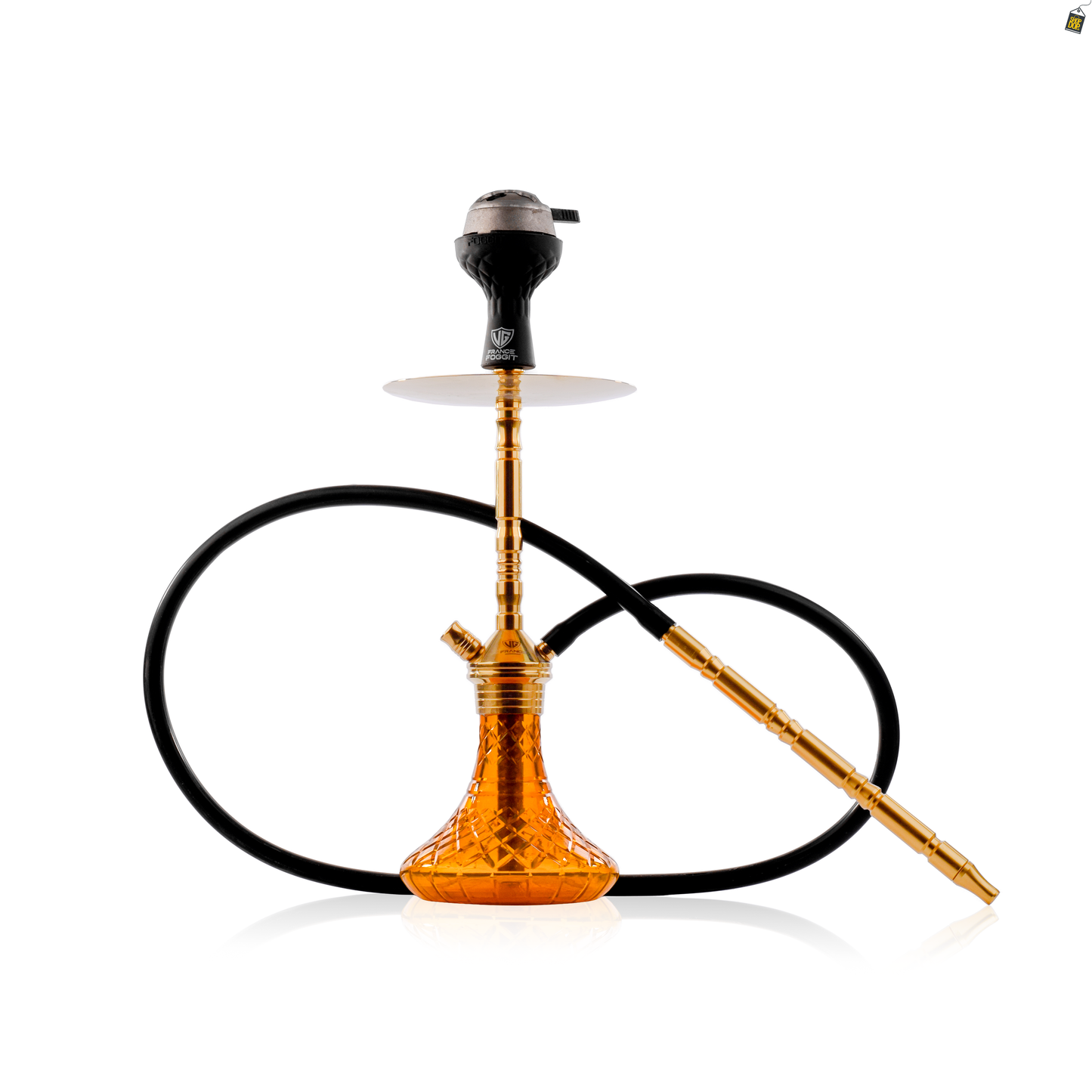 Fighter Hookah R2 - Gold Stem / Amber Base