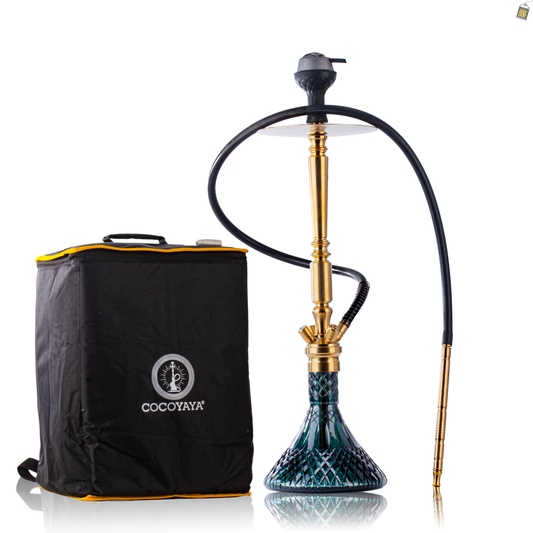 COCOYAYA King Series Delta Hookah - Gold Stem / Emerald Green Base