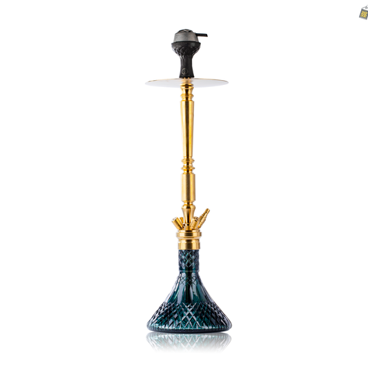 COCOYAYA King Series Delta Hookah - Gold Stem / Emerald Green Base