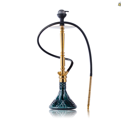 COCOYAYA King Series Delta Hookah - Gold Stem / Emerald Green Base