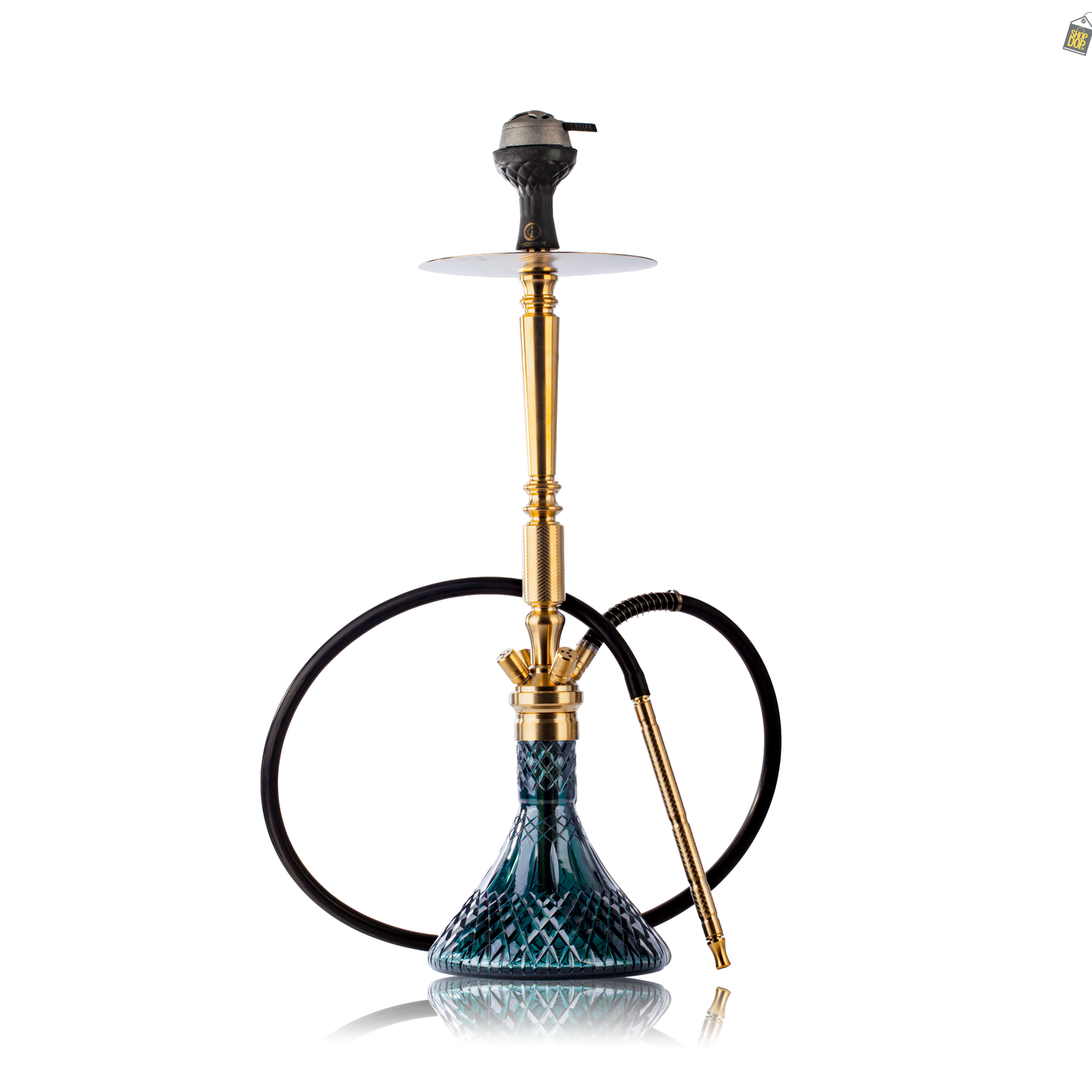 COCOYAYA King Series Delta Hookah - Gold Stem / Emerald Green Base