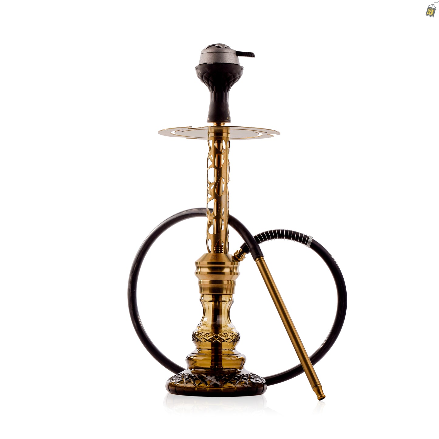 COCOYAYA Valeria Mesh Hookah with Green Bag - Gold Stem / Grey Base