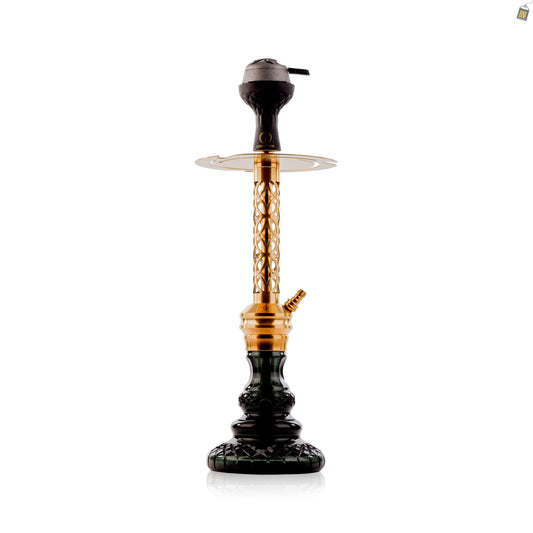 COCOYAYA Valeria Mughal Hookah with Black Bag - Gold Stem / Emerald Green Base