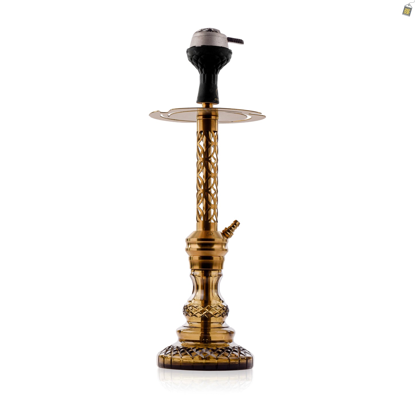 COCOYAYA Valeria Mughal Hookah with Black Bag - Gold Stem / Grey Base