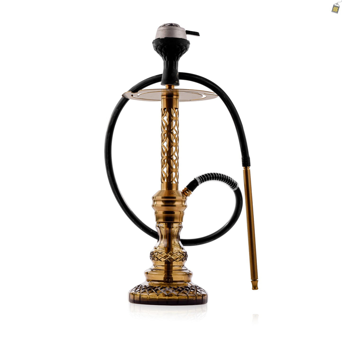 COCOYAYA Valeria Mughal Hookah with Black Bag - Gold Stem / Grey Base