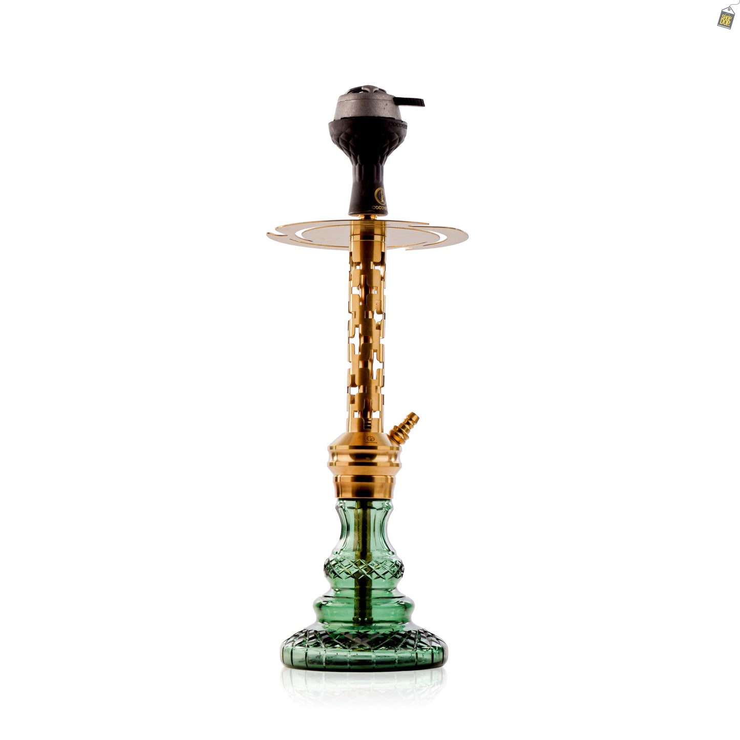 COCOYAYA Valeria Plus Hookah with Camel Bag - Gold Stem / Sea Green Base