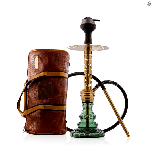COCOYAYA Valeria Plus Hookah with Camel Bag - Gold Stem / Sea Green Base